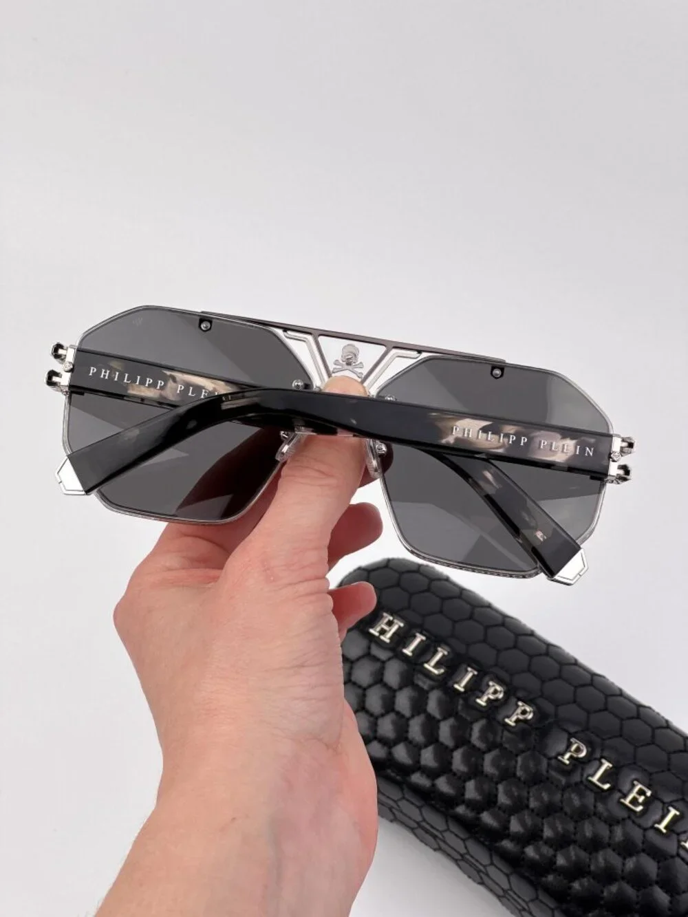 Philipp Plein Men’s Sunglasses Palladium Grey Pilot Silver Mirror SPP077V 523X